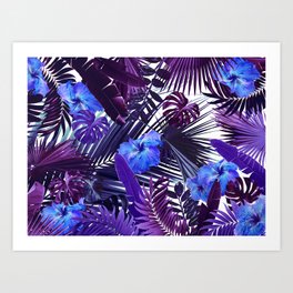 Tropical Hibiscus Flower Jungle Pattern #3 #tropical #decor #art #society6 Art Print