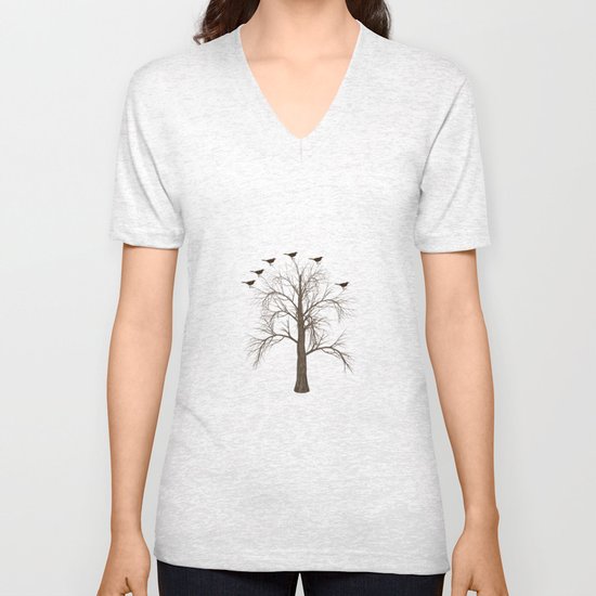 Tree with Birds Unisex V-Neck