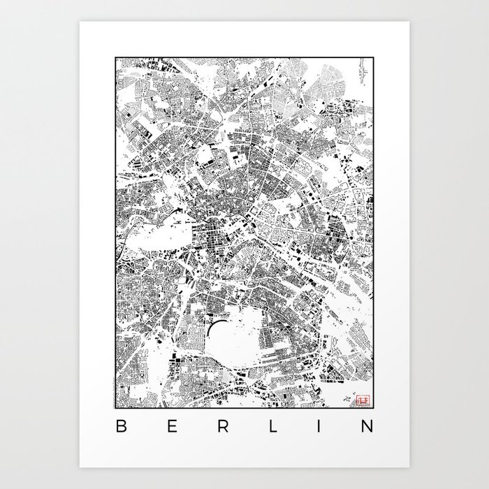 Berlin Map Schwarzplan Only Buildings Art Print