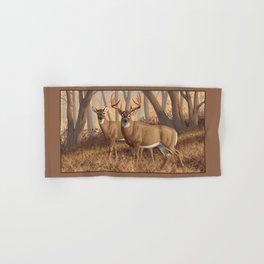 Whitetail Deer Trophy Buck and Doe in Autumn Hand & Bath Towel