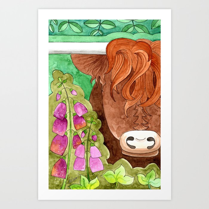 SCOTTISH COW CLOSE UP by LISETTE Art Print