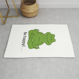 Happy Green Yoga Frog Rug