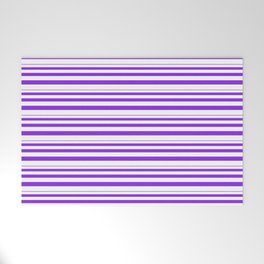 [ Thumbnail: Purple and White Colored Striped Pattern Welcome Mat ]