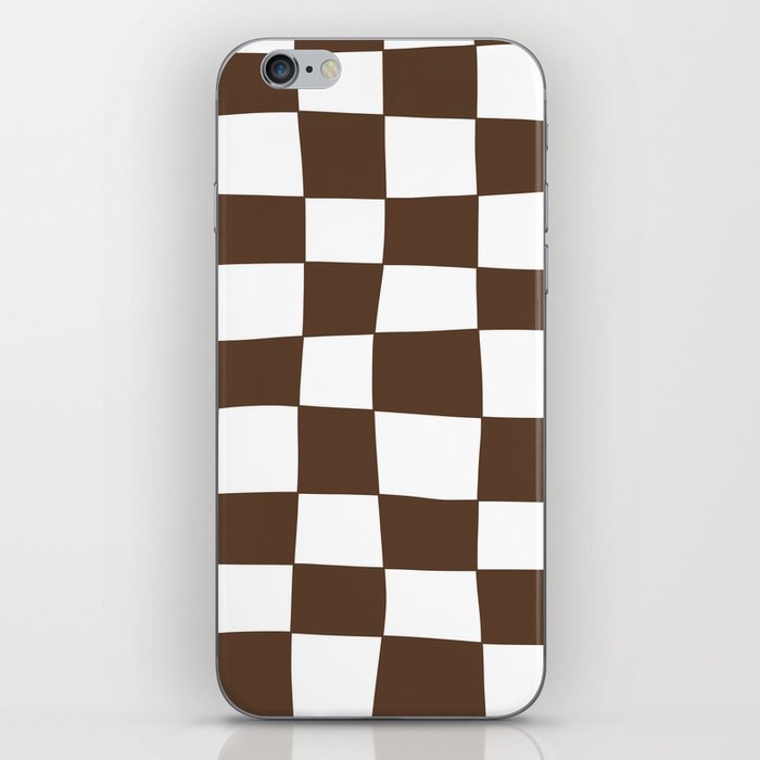 Hand Drawn Checkerboard Pattern (brown/white) iPhone Skin