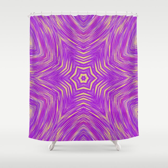 Yellow Purple Hexagon Kaleidoscope Shower Curtain