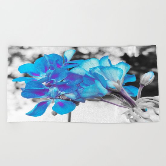 Turquoise Flowers Beach Towel