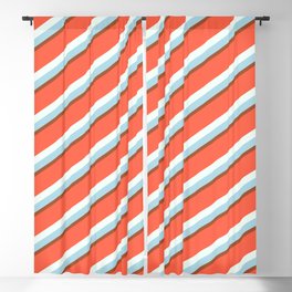 [ Thumbnail: Red, Mint Cream, Light Blue, and Sienna Colored Lines/Stripes Pattern Blackout Curtain ]