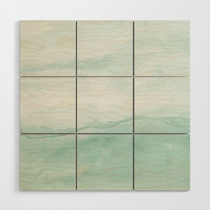 Pastel Sage Green Ombre Watercolor Wood Wall Art