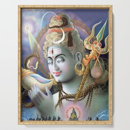 Hinduism Print - Lord Shiva Drinking Halahala Serving Tray