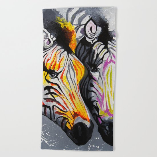 COLOR ZEBRAS Beach Towel