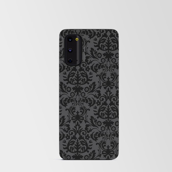 Modern Black Silver Damask Floral Style Collection Android Card Case