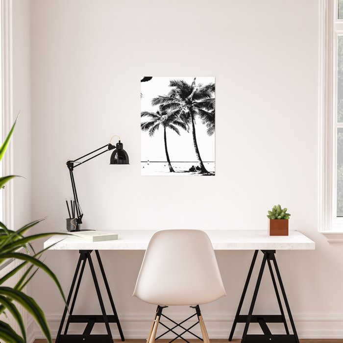 Society6 ケース Black and White Palm Tree with Hawaii Summer Black and White Palm Tree with Hawaii Summer Sea Beach Art