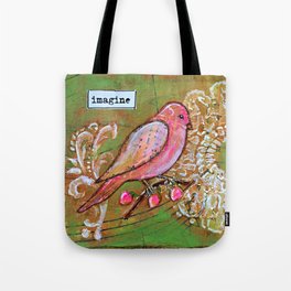 Imagine - Mixed Media Bird Tote Bag