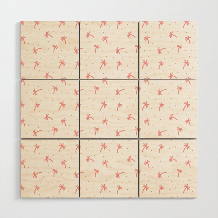 Sweet Pink Doodle Palm Tree Pattern Wood Wall Art