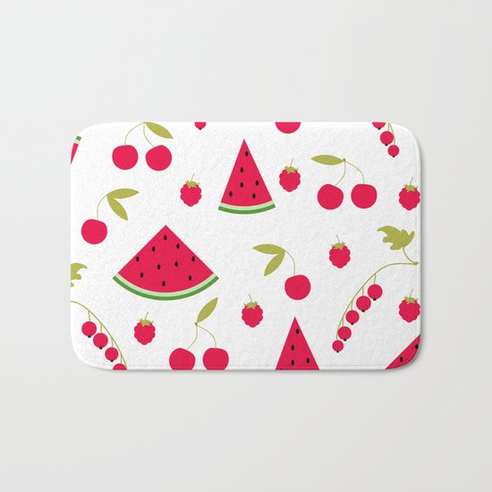 Pattern watermelon cherry raspberry currant Bath Mat