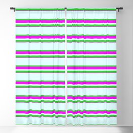 [ Thumbnail: Light Cyan, Lime Green & Fuchsia Colored Lines Pattern Blackout Curtain ]