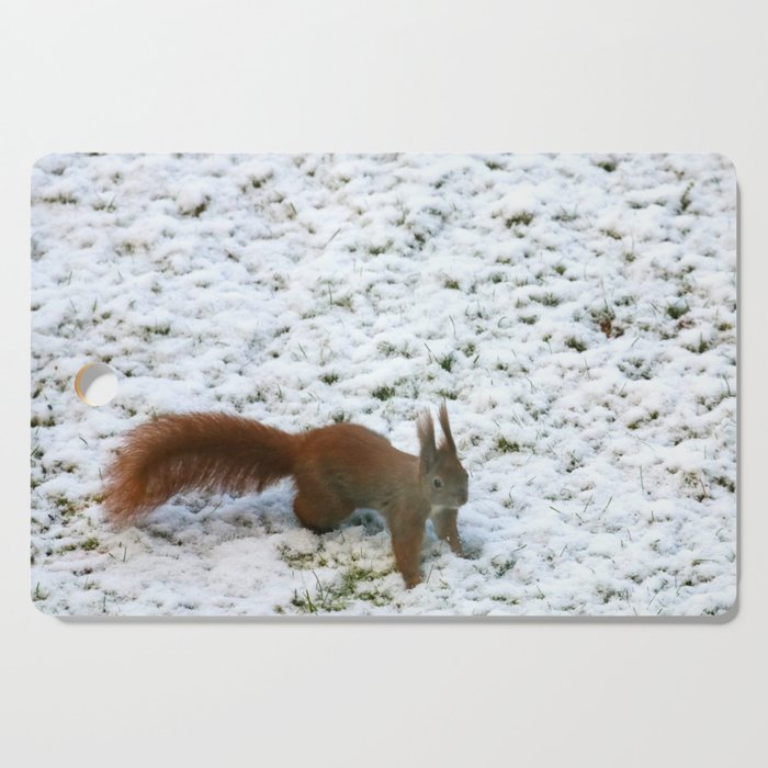 Red Squirrel on powdery snow Cutting Board