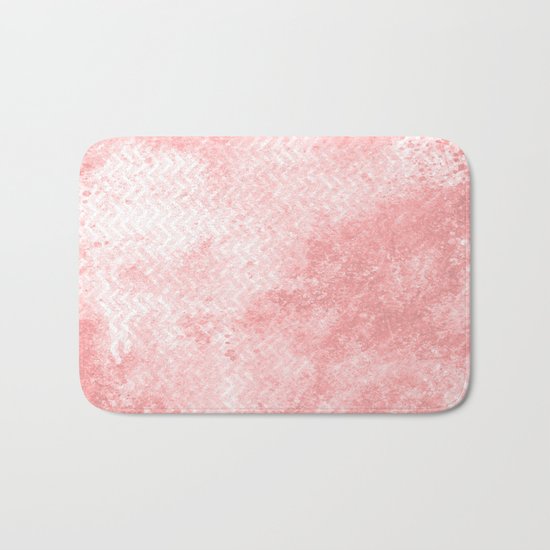 Rose quartz chevron pattern with grunge texture Bath Mat