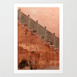 Terracotta wall in Rajasthan, India, travel Photography  Art Print