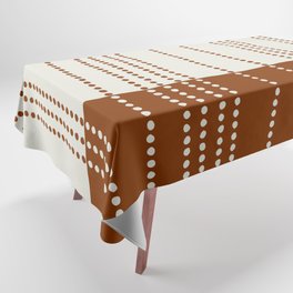 Ethnic Spotted Stripes, Ivory and Terracotta Tablecloth