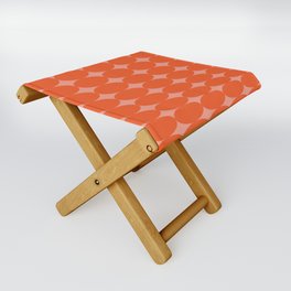 Retro Round Pattern - Orange Pink Folding Stool