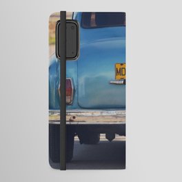 Vintage light blue car | Classic car riding in old Havana, Cuba Android Wallet Case