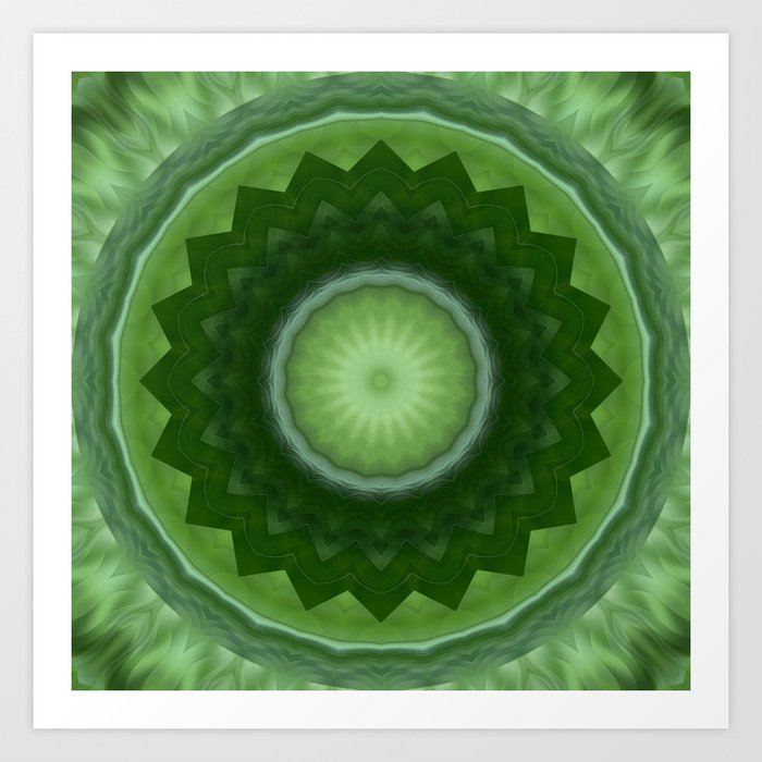 Mandala green Blossom Art Print