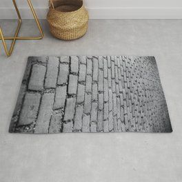 Cobbled Road Black and White Photography Rug
