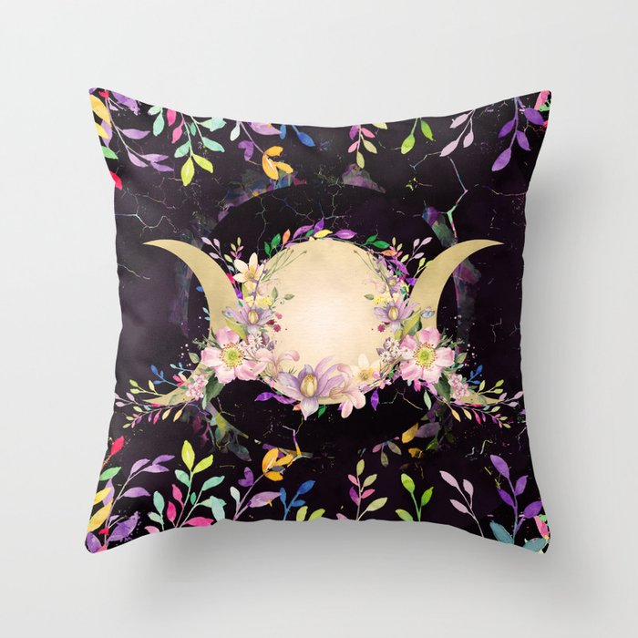 Triple Moon - Triple Goddess- Watercolor Throw Pillow