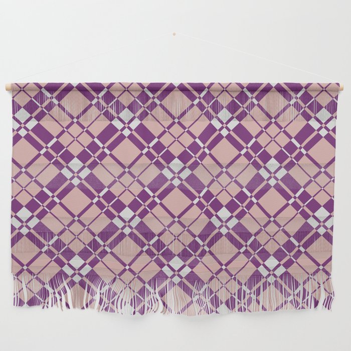 Purple pink gingham checked Wall Hanging