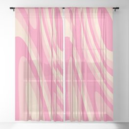 Pink and Lovely Groovy Swirls Abstract Design Sheer Curtain