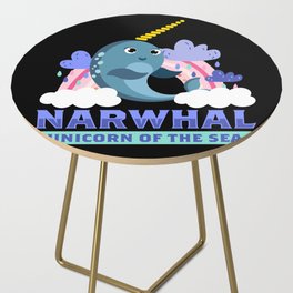 Unicorn Of The Sea Narwhal Whale Unicorn Side Table