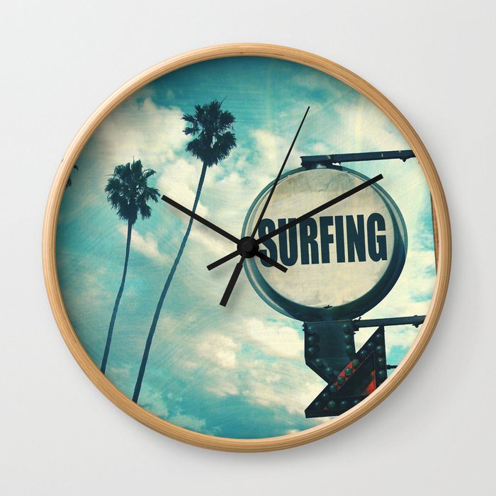 Surfing Sign Wall Clock