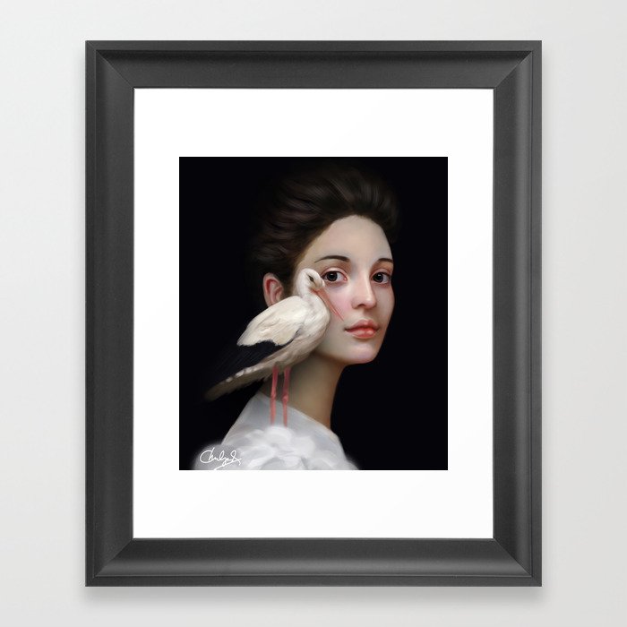 Miss Stork Framed Art Print