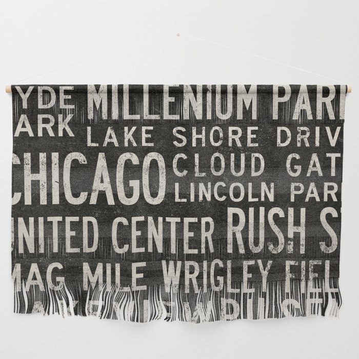Chicago Places Typography Wall Hanging