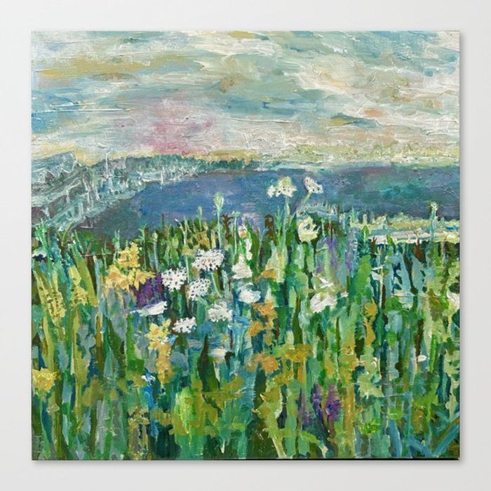 Wildflowers By The Lake  Canvas Print