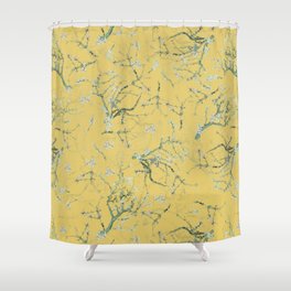 Vintage & Shabby Chic - Original Van Gogh Almond Blossoms, Seamless Pattern yellow  Shower Curtain