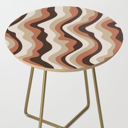 GOOD VIBRATIONS GROOVY MOD RETRO WAVY STRIPES in COFFEE BROWN BEIGE CREAM RUST Side Table