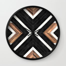 Urban Tribal Pattern No.1 - Concrete and Wood Wall Clock
