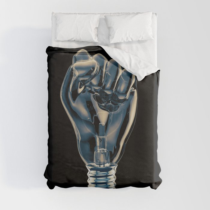 Protest fist light bulb / 3D render of glass light bulb in the form of clenched fist Duvet Cover