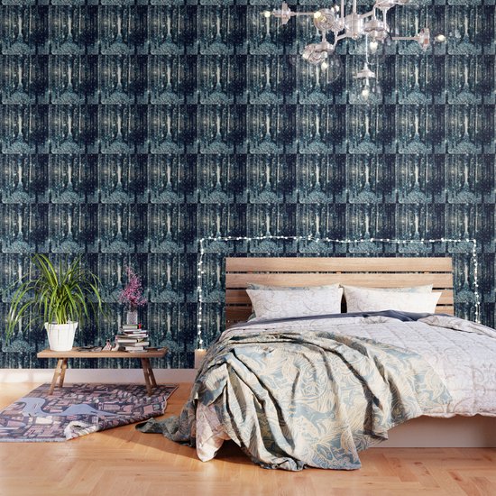 Magical Forest Teal Gray Elegance Wallpaper By Vintageby2sweet Society6