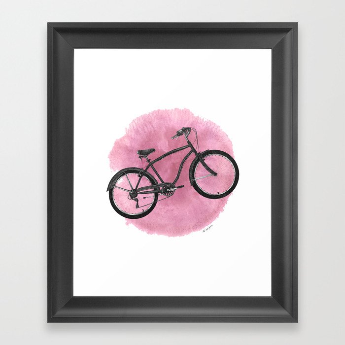 Pink Bicycle Framed Art Print