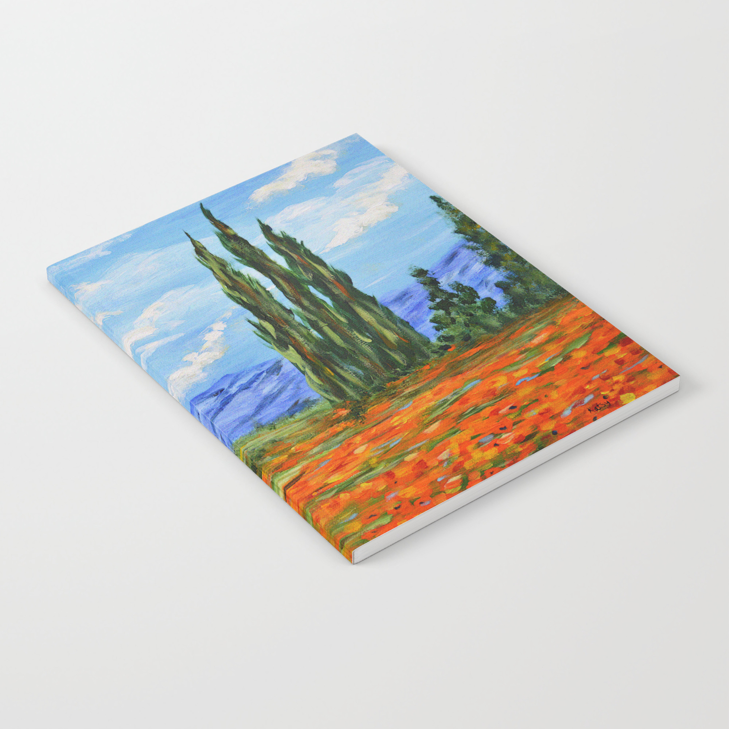 Poppy Meadow Poppy Field Impressionist Painting Notebook By