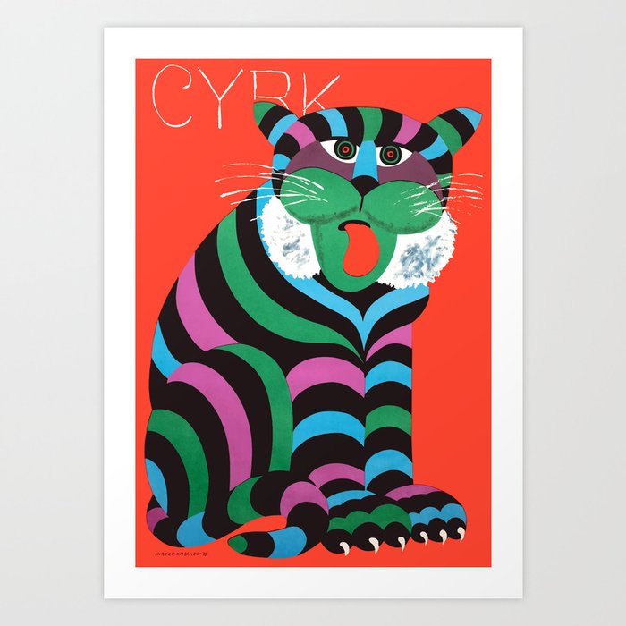 1975 CYRK Polish Circus Tiger Advertising Poster Art Print