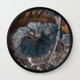 "Baroque flora in sienna and cyan" Wall Clock