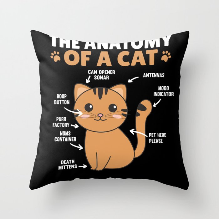 The Anatomy Of A Cat Funny Explanation Of A Cat Throw Pillow