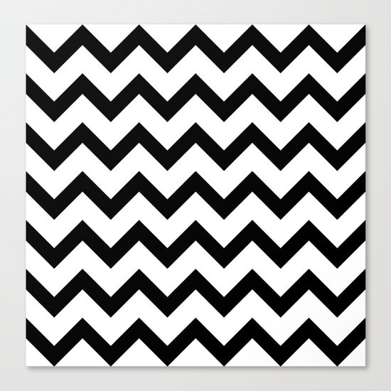 Simple Black and white Chevron pattern Canvas Print