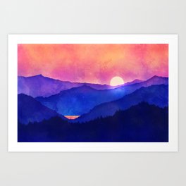 Cobalt Mountains Art Print