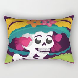 Mexican Day Of The Dead Catrina Skull / Traditional Cultural Icon in México by Akbaly Rectangular Pillow
