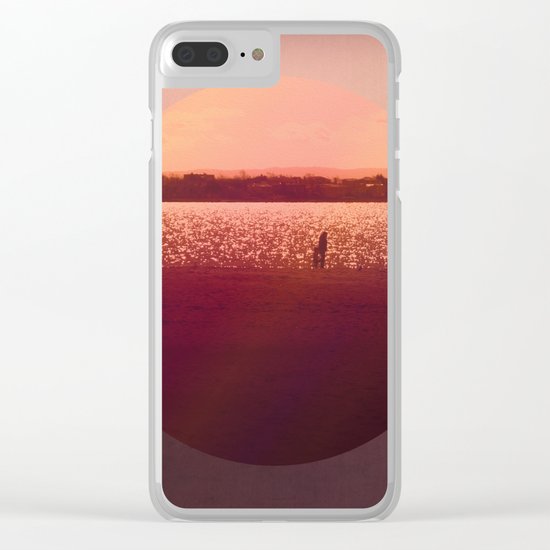Vintage Coral Sunset, Winter Beach Clear iPhone Case